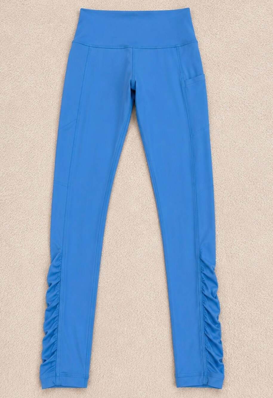 Lululemon High Rise Blue Ruched Pocket Leggings